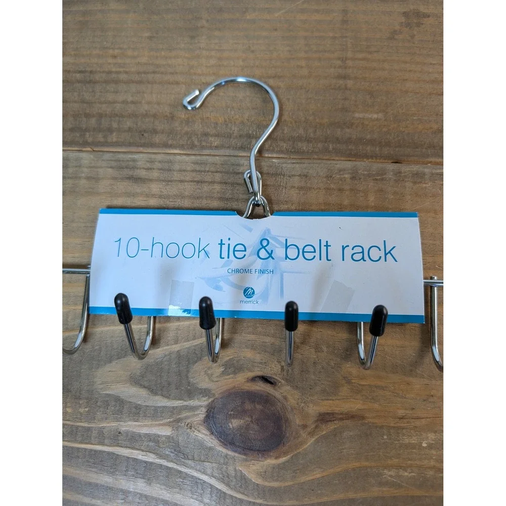 Merrick 10 Hook Tie and Belt Rack Chrome Finish Closet Organizer C66190-CH New